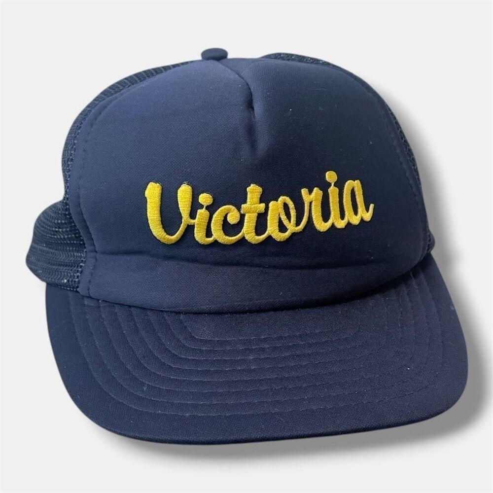 Vintage Victoria BC Canada Name Blue Baseball Hat SnapBack Novelty Mesh
